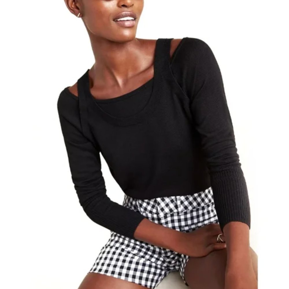 Anthropologie Jamie Open-Shoulder Knit Top Black (Medium)